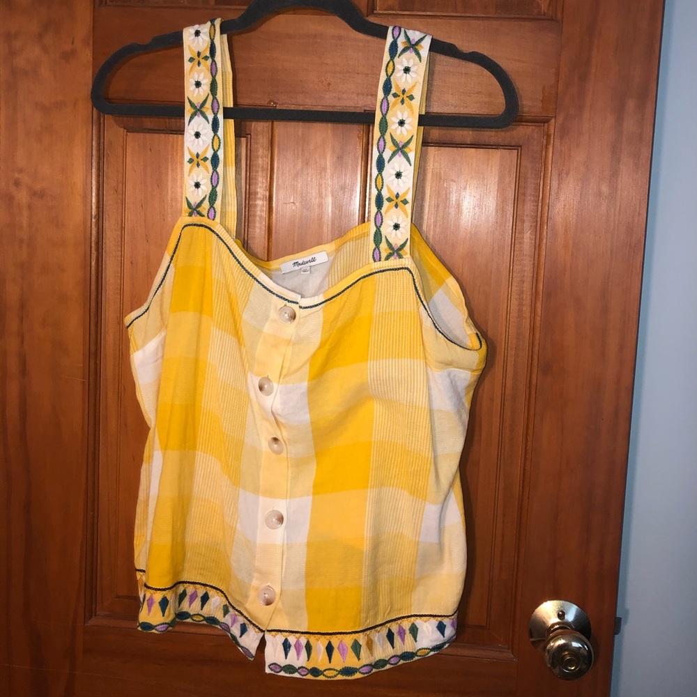 Final Price! Madewell Yellow Gingham Folk Tank